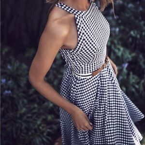 Eliza J Black and White Gingham Midi Dress